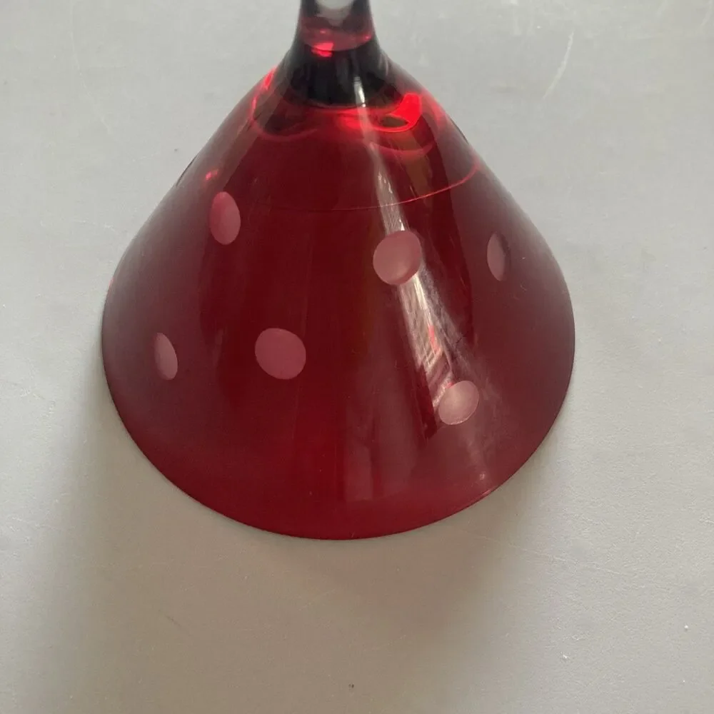 Unbranded Wine Glass Red Polka Dot Glass Excellent Condition